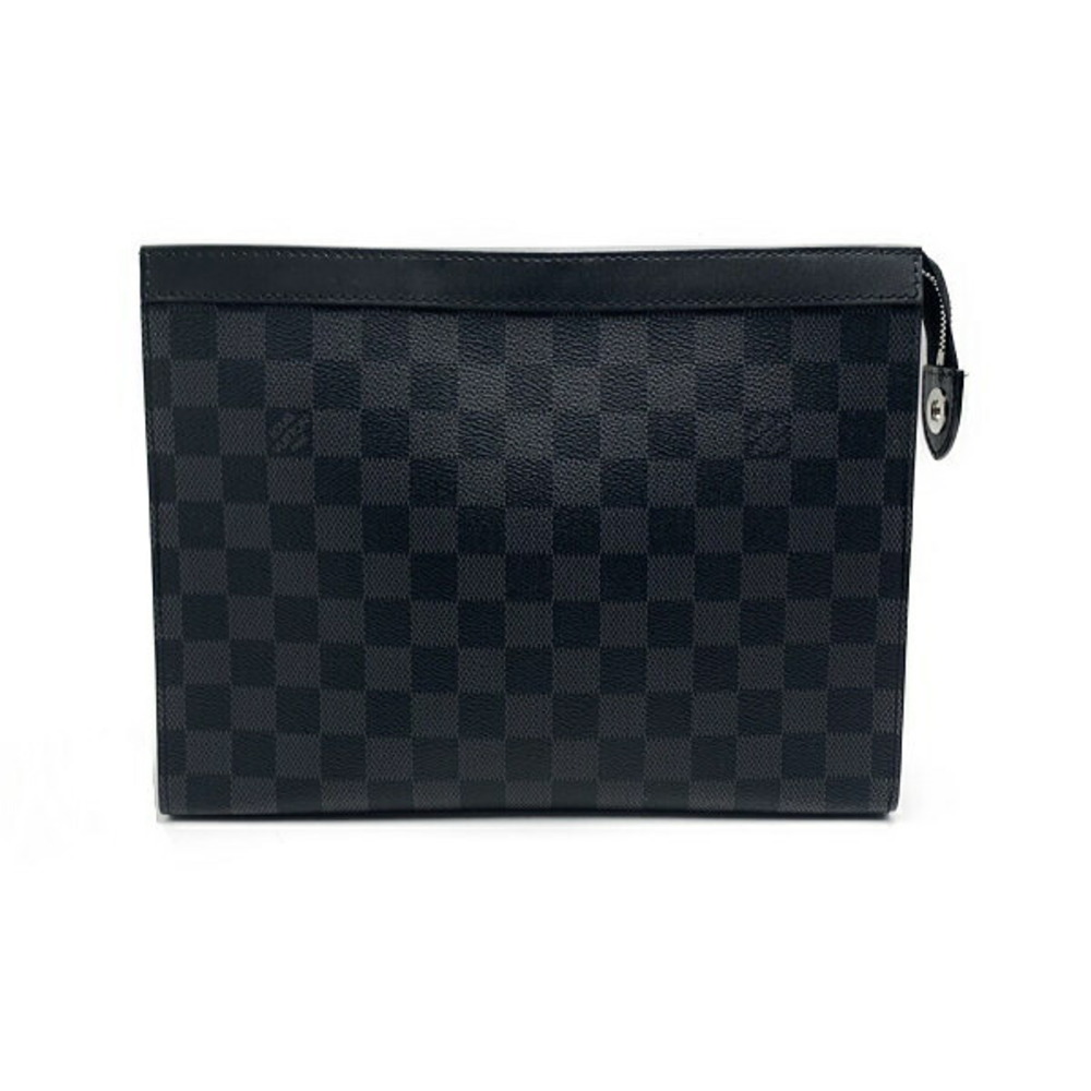 Louis Vuitton Clutch Bag Shoulder Damier Graphite Black Pochette Voyage